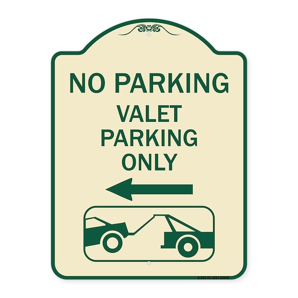 Signmission No Parking Valet Parking Only Heavy-Gauge Aluminum Architectural Sign, 24" x 18", TG-1824-23645 A-DES-TG-1824-23645 - main